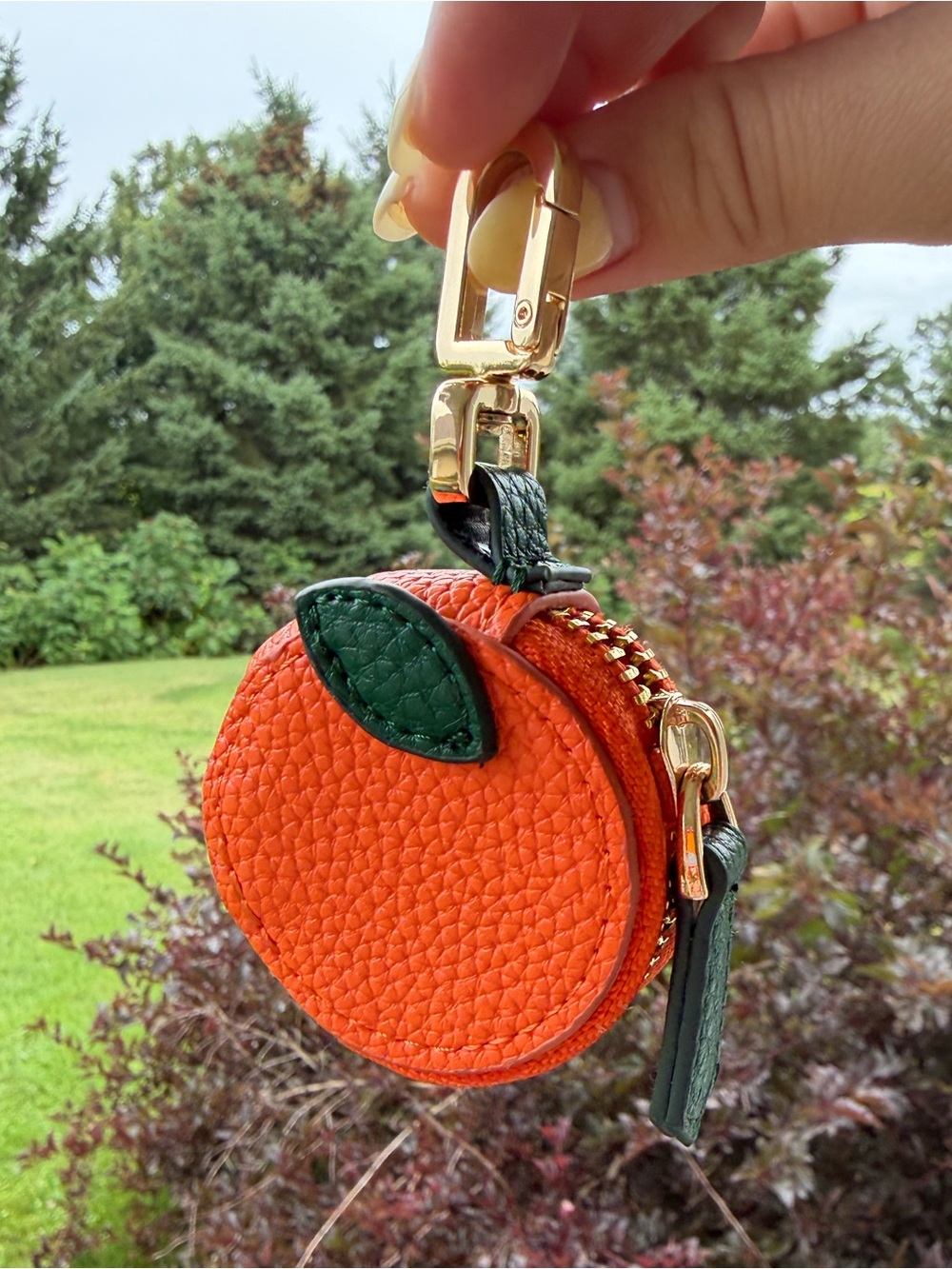 Orange clementine mini coin purse air tag holder keychain accessory NWOT